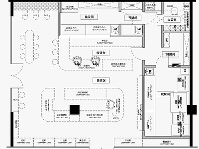 现代蛋糕店 烘培蛋糕店 施工图
