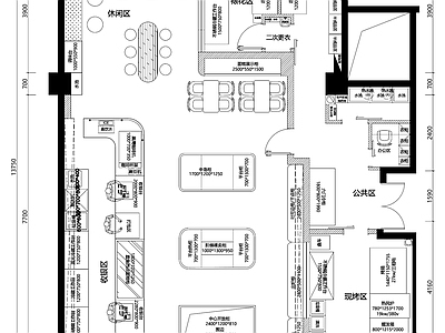 现代蛋糕店 烘培蛋糕店 施工图