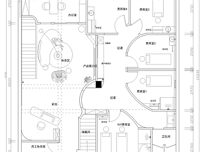 奶油美容院 美容院平面图 施工图