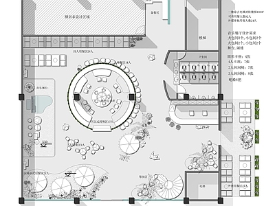 现代中餐厅 音乐餐厅平面图 主题餐厅 弧形餐厅 亲子餐厅 施工图
