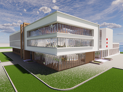 极简简约图书馆建筑 学校 图书馆