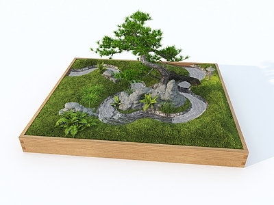现代其他景观小品 现代桌面盆景 盆景 桌面景观 桌面流水景观 水陆景观