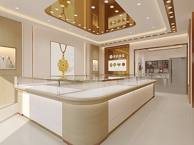 新中式珠宝店 金店 首饰店 奢侈品 柜台 黄金