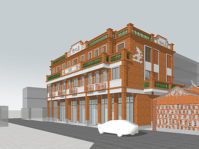 复古工业风格建筑 闽南红砖