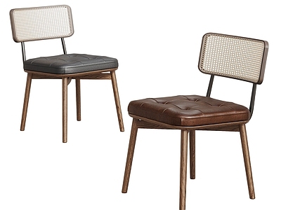 中古风餐椅 中古餐椅 藤编餐椅 餐椅组合 单椅