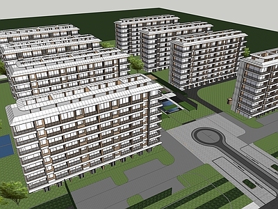 现代多层住宅 多层洋房 现代 小区大门