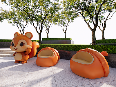 现代其他景观小品 异形座椅 景观外摆件 景观雕塑 松鼠松果小品 IP玩偶雕塑