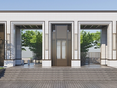 简欧现代入口大门 小区入口大门 次入口 入口大门 住宅入口