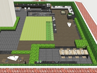 现代轻奢屋顶花园 现代私家花园 屋顶花园 花园景观 私家别墅 会所花园