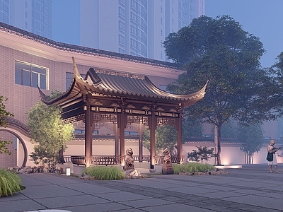 中式古建筑 亭子 歇山顶