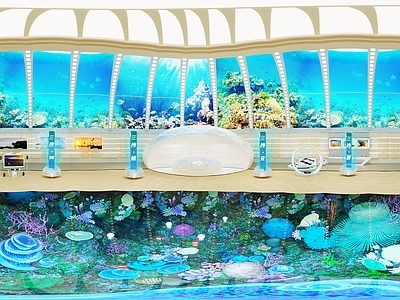 海洋主题未来主义科技展厅 现代 海洋生物 科技展厅 360全景