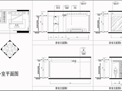 现代卧室 卧室立面图 别墅卧室 卧室平面图 现代卧室 卧室布局 施工图