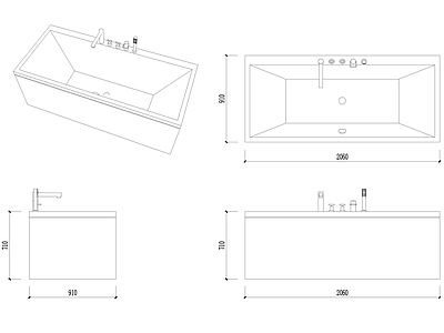 现代简约家具图库 洁具 浴缸 厕所 卫生间 施工图