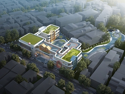 现代主义幼儿园 现代 幼儿园 鸟瞰规划