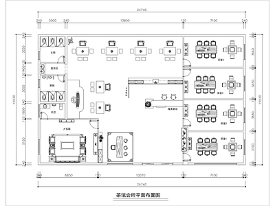 新中式茶馆 茶楼 施工图