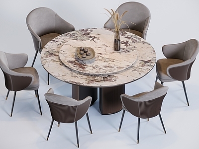 意式轻奢餐桌椅 现代意式圆餐桌