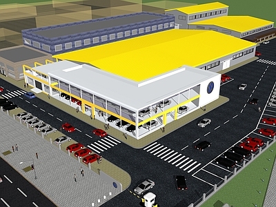 现代商场建筑 4S店 汽车展示厅 厂房