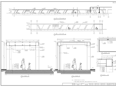 现代廊架 现代车站风雨连廊 车站异形廊架 施工图
