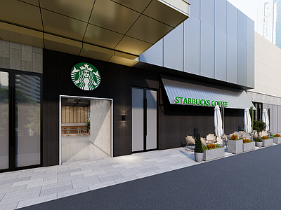 现代工业咖啡厅 咖啡店 外立面