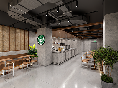 现代工业咖啡厅 咖啡店 工业风