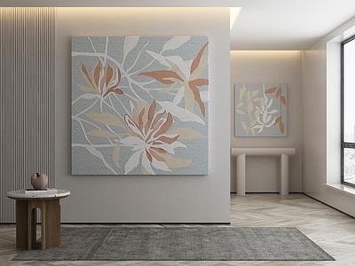 奶油风玄关 侘寂挂画 油画