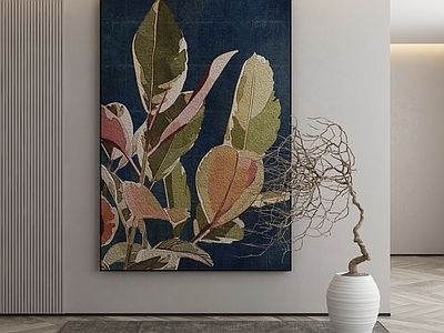 现代简约玄关 侘寂挂画 油画