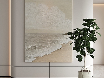 奶油风玄关 侘寂挂画 油画