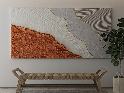 现代简约玄关 侘寂挂画 油画