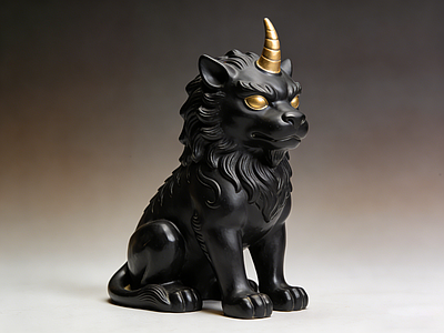现代新中式雕塑 獬豸 雕塑 美陈 AIGC 动物雕塑