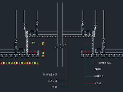 吊顶节点 轻钢龙骨吊顶节点 施工图