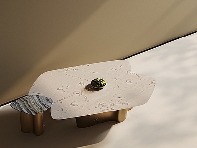 奶油风茶几 轻奢风格 大理石茶几 茶几组合