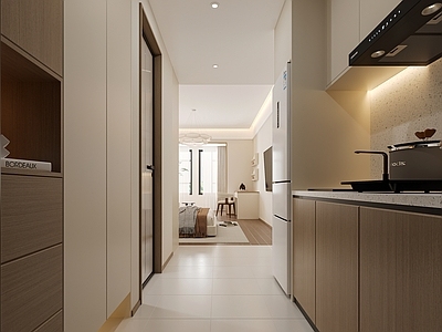 奶油风公寓 入户柜 入户厨房