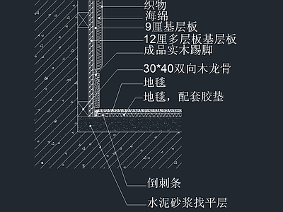 墙面节点 墙面软包地毯节点 施工图