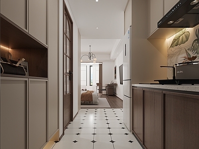 奶油风公寓 入户柜 入户厨房