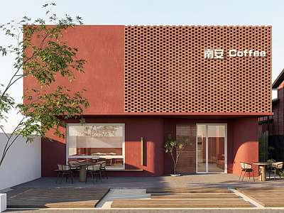 现代中古餐饮建筑 咖啡店外立面