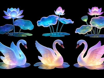 现代新中式挂件 2D 白天鹅