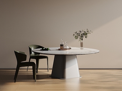 现代简约餐桌椅 大理石餐桌 中古风 圆桌