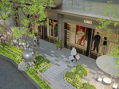 现代小区景观 小区底商街区 商业步行街 居住区商业景观 社区商业景观