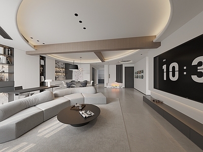 现代极简大平层客餐厅