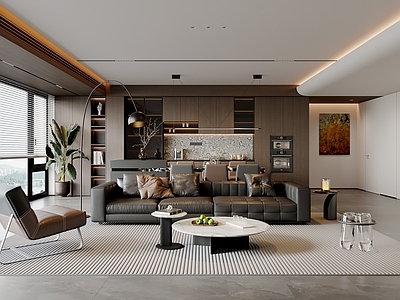 现代极简大平层客餐厅