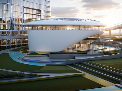 现代体育建筑 封闭体育馆 圆形体育馆 办公楼 圆形小建筑