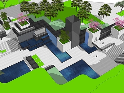 现代简约台阶景观 下沉广场景观 台阶景观 现代台阶景观 现代风格下沉广场 下沉庭院景观
