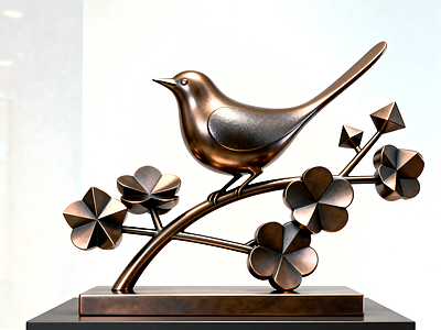 现代新中式雕塑摆件 喜上眉梢雕塑 现代装饰摆件 家装摆件雕塑 鸟雕塑