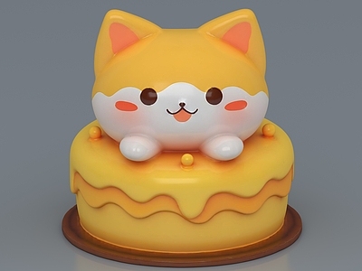 奶油风酒水食物 小猫蛋糕美陈 蛋糕
