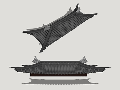 新中式屋檐 传统屋檐 房檐挂瓦 古建屋檐