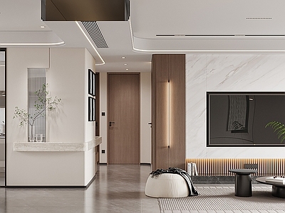 奶油风大平层客餐厅