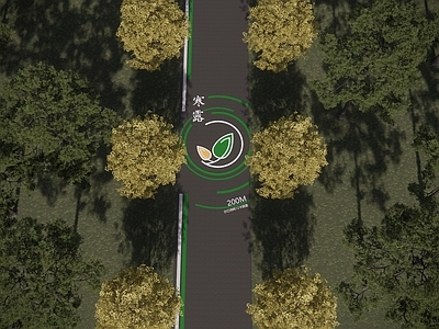 现代新中式园路 公园跑道 道路画线 人行步道图案 二十四节气跑道 消防扑救面
