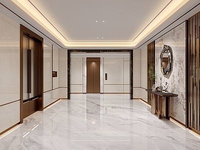 现代轻奢酒店走廊
