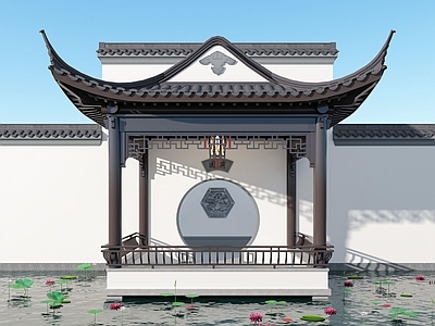 中式新中式亭子 水榭 亭子 水景 苏式建筑 古建