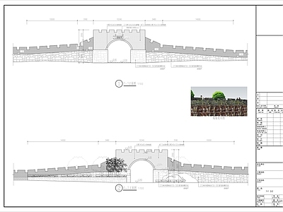 仿古建筑 中式仿古城门 施工图